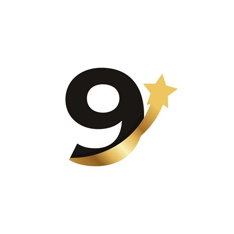 Number 9 Golden Star Logo Icon Symbol Template Element 6225993 Vector