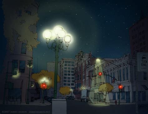 Night time street scene by jamesramos on DeviantArt