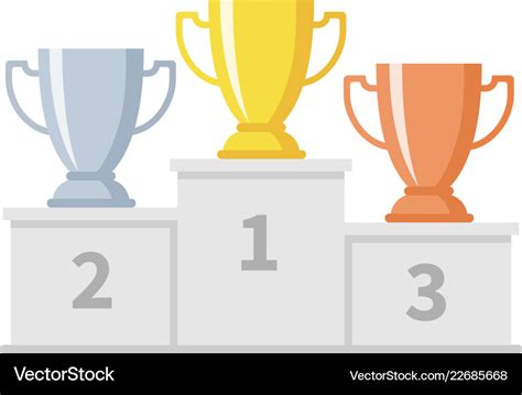 Winner Podium With Trophy Cups Gold Silver Vector Image