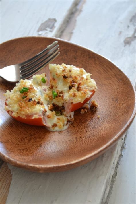 Bacon And Blue Cheese Stuffed Tomatoes With Buttery Garlic Breadcrumbs