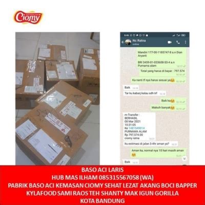 Hub Cs Mas Ilham Pabrik Baso Aci Kemasan Ciomy Sehat Lezat