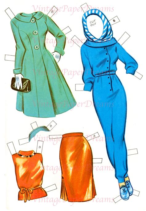 Vintage Paper Doll Printable Pdf Sister Paper Doll 60s 1960s Paper Doll