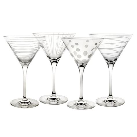 Mikasa Cheers Set Of 4 Etched Crystal Martini Glasses 8110303 Hsn