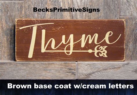 Spice Signs Thyme Primitive Sign Rustic Spice Sign Kitchen