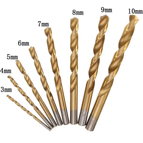 8pcs Set HSS Titanium Coated Twist Drill Bit Set 3 10mm With Straight