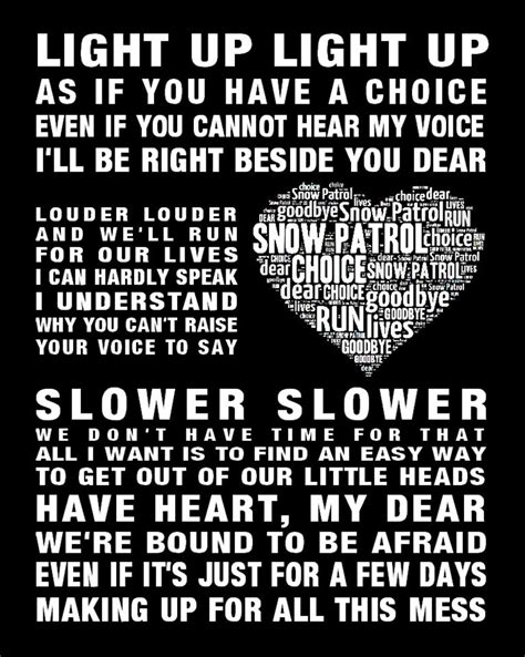 SNOW PATROL Run Music Love Song Lyrics Wall Art Print/poster - Etsy UK