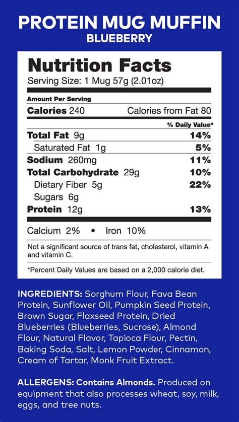 Blueberry Muffin Nutrition Label Trovoadasonhos