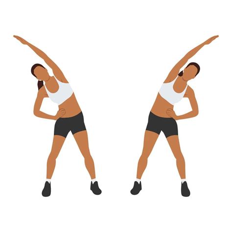 Woman Doing Obliques Stretch Exercise Flat Vector Illustration