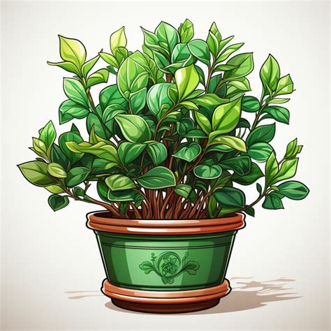 Premium AI Image A Cartoon Potted Plant With Green Leaves On A White