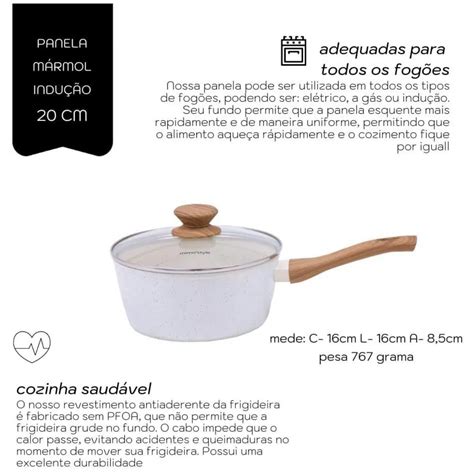 PANELA MÁRMOL COOK FUNDO TRIPLO INDUÇÃO 20CM MIMO STYLE Casa Vip Decor