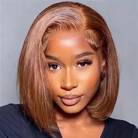 Body Wave Brown Bob Lace Front Wigs Human Hair Wiggins Hair