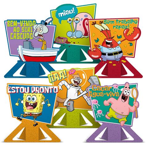 Decoração de Mesa Bob Esponja 6 unidades Regina Rizzo Rizzo