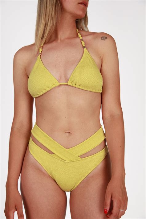 Top De Bikini Triangulo Lurex Lime Ammazonica