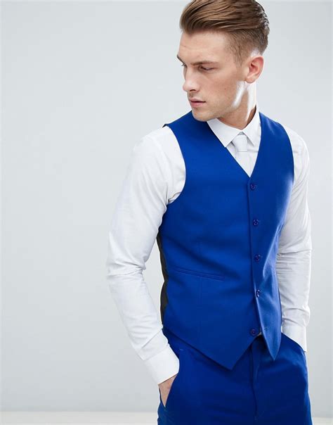 ASOS DESIGN Skinny Suit Waistcoat In Royal Blue 13 Asos Lookastic