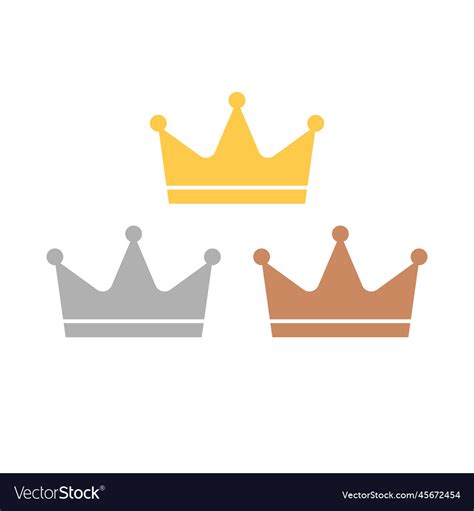 Gold And Silver Bronze Crown Icon Set Royalty Free Vector