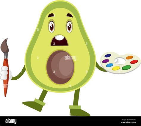 Avocado With Color Palette Illustration Vector On White Background