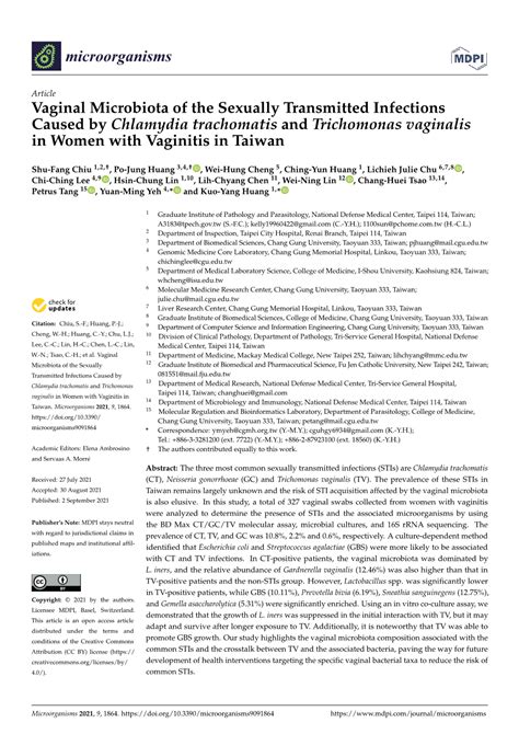 Vaginal Microbiota Of The Sexually Transmitted Infections Caused By Chlamydia Trachomatis And