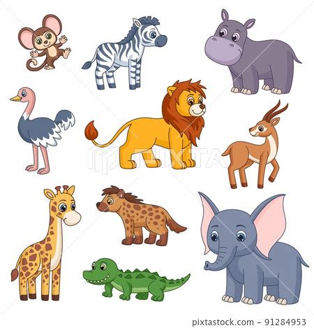 cute jungle cartoon animals safari animal stock illustration