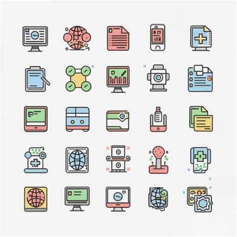 Conjunto de vectores de iconos tecnológicos Vector Premium