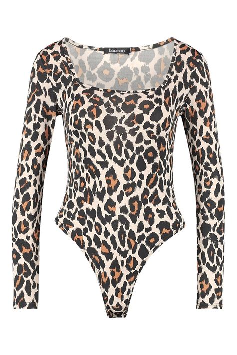 Tall Halloween Leopard Square Neck Bodysuit Boohoo Square Neck