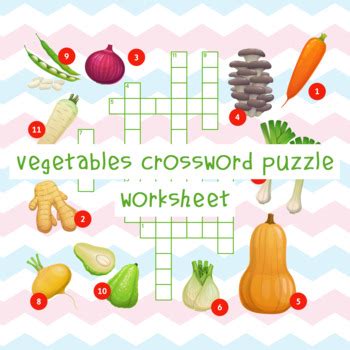 Farm Vegetable Crossword Puzzle Worksheet Raw Sketch Vegetable School