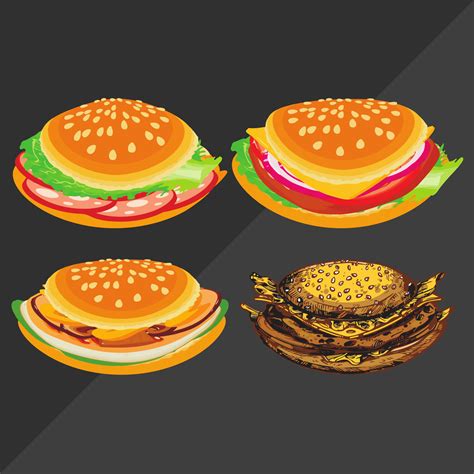 Set Of Hamburger And Fries 17672609 Vector Art At Vecteezy