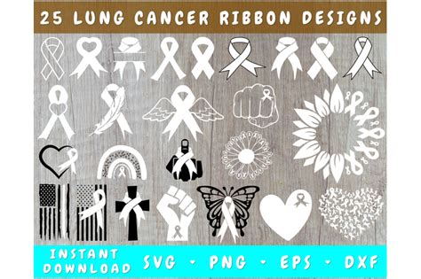 Lung Cancer Ribbon Svg Bundle Designs Lungs Cancer Clipart By