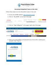 Accessing Outpatient Clinic Cases In VLab 1 Docx Accessing