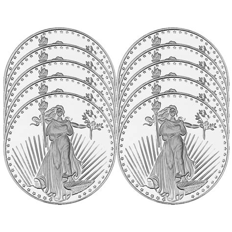 Bullion Set Of 10 1 Troy Oz Saint Gaudens Design 999 Fine Silver