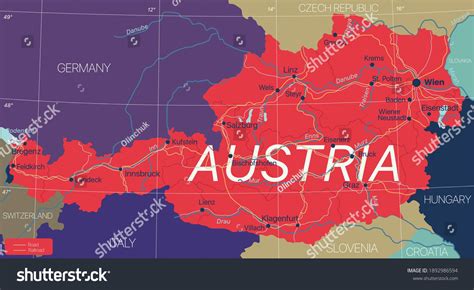 Austria Country Detailed Editable Map Cities Stock Vector (Royalty Free ...