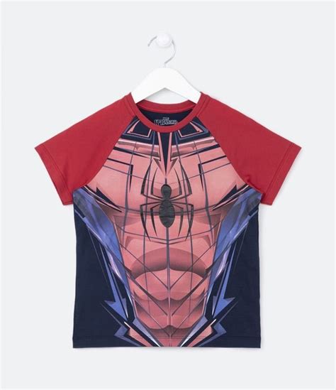 Pijama Curto Infantil Estampa Homem Aranha Tam 2 A 10 Anos Vermelho Azul