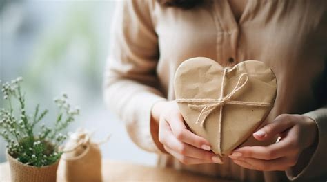 Premium AI Image Close Up Of Female Hands Holding Heart Shaped Gift