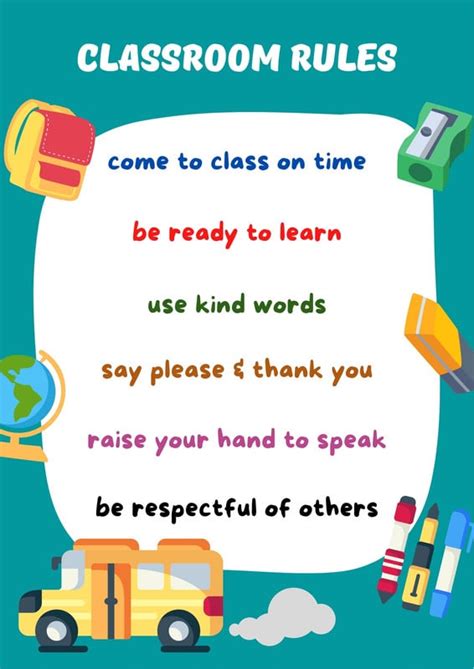 Free Custom Printable Classroom Rules Poster Templates Canva