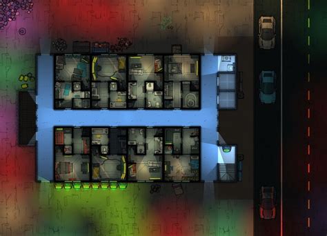 Battlemap Cyberpunk The Apartment 36x26 Fantasy City Map