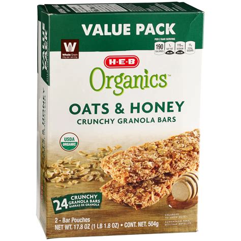 H E B Organics Oats And Honey Crunchy Granola Bars Value Pack Shop Granola And Snack Bars At H E B