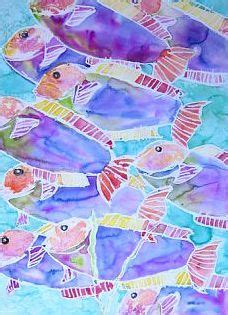 Watercolor And Crayon Resist Fish Paintings Fish Painting Elementary