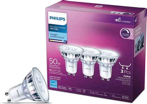 Philips LED GU10 Dimmable Bulb 3 Pack 4 5W Replace 50W Daylight 5000K