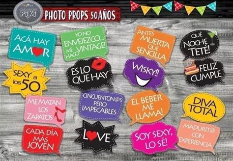 Kit Photo Booth Cumpleaños Cumple 50 Frases Y Props Completo en venta