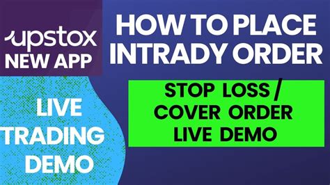 Upstox Intraday Stop Loss Order Live Demo How To Place Cover Order In