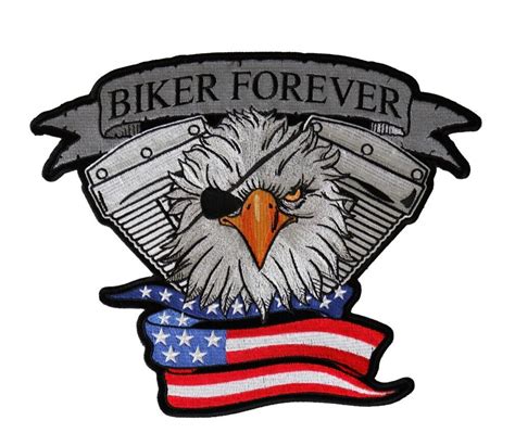 Large Biker Forever Mean Eagle American Flag Motorcycle Embroidered