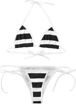 Oyolan Women S Japanese Schoolgirl Anime Cosplay Striped Micro Bikini