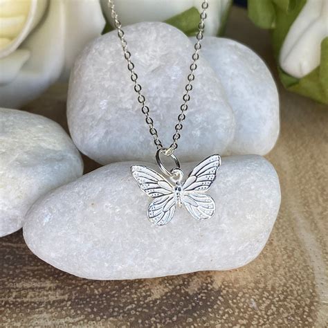 Tiny Silver Detailed Butterfly Necklace Solid 925 Sterling Etsy