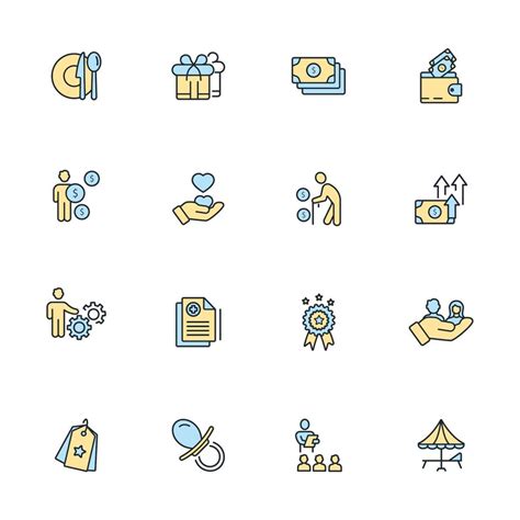 employee benefits icons set . employee benefits pack symbol vector ...