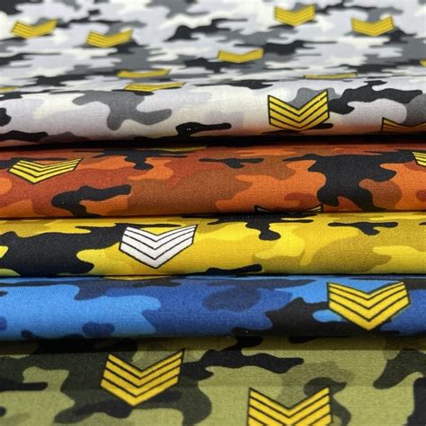 Tissu Coton Imprime Camouflage Armee Jaune Oekotex Tissu Fil Compagnie