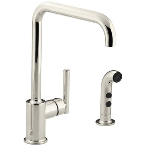 Kohler Purist Vibrant Polished Nickel 1 Handle Deck Mount High Arc Kitchen Faucet At