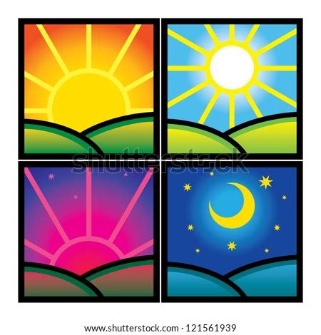 Morning Day Evening Night Nature Hour Stock Vector 121561939 - Shutterstock