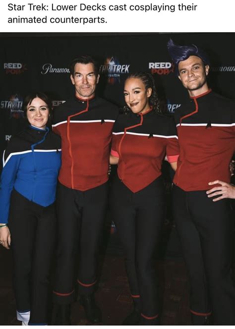 Some People Are Dressed Up As Star Trek Cosplays And Posing For A Photo