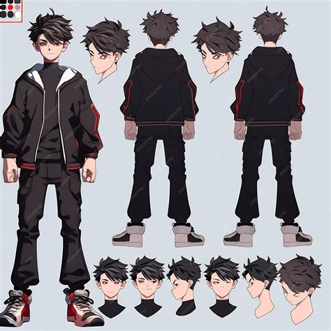 Premium Photo Trendy Anime Boy Character Turnaround Concept Art Sheet Showcasing A Handsome