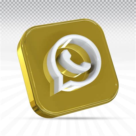 Icono De Whatsapp Logo 3d Redes Sociales En Estilo Moderno Color Dorado