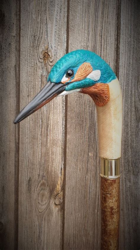 Hand Carved Kingfisher Stick Country Sticks